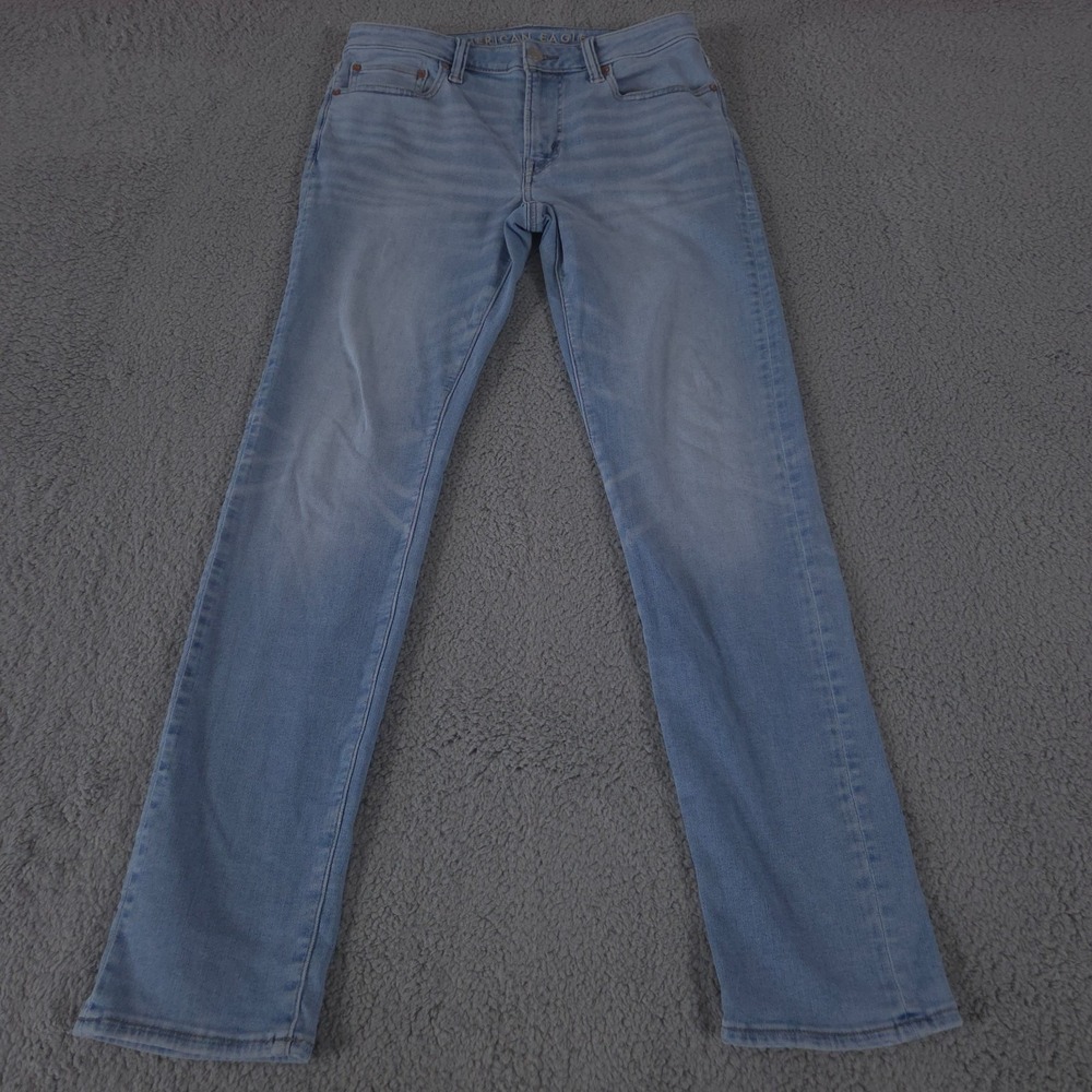 American Eagle Jeans Mens 32x34 Blue Slim Fit Airflex Light Wash Low Rise Preppy